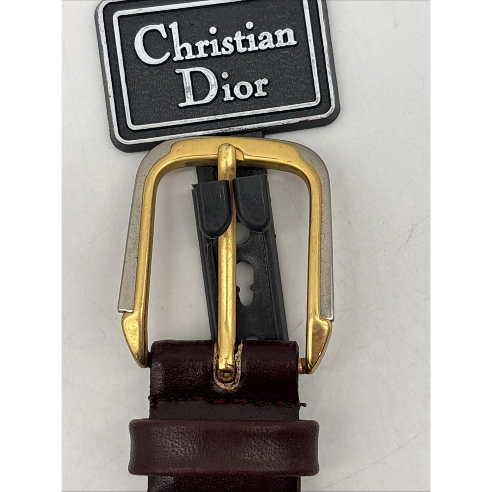 vintage Christian Dior Leather belt 218585 Brown/burgundy Size 34 NWT Mens - Picture 2 of 11